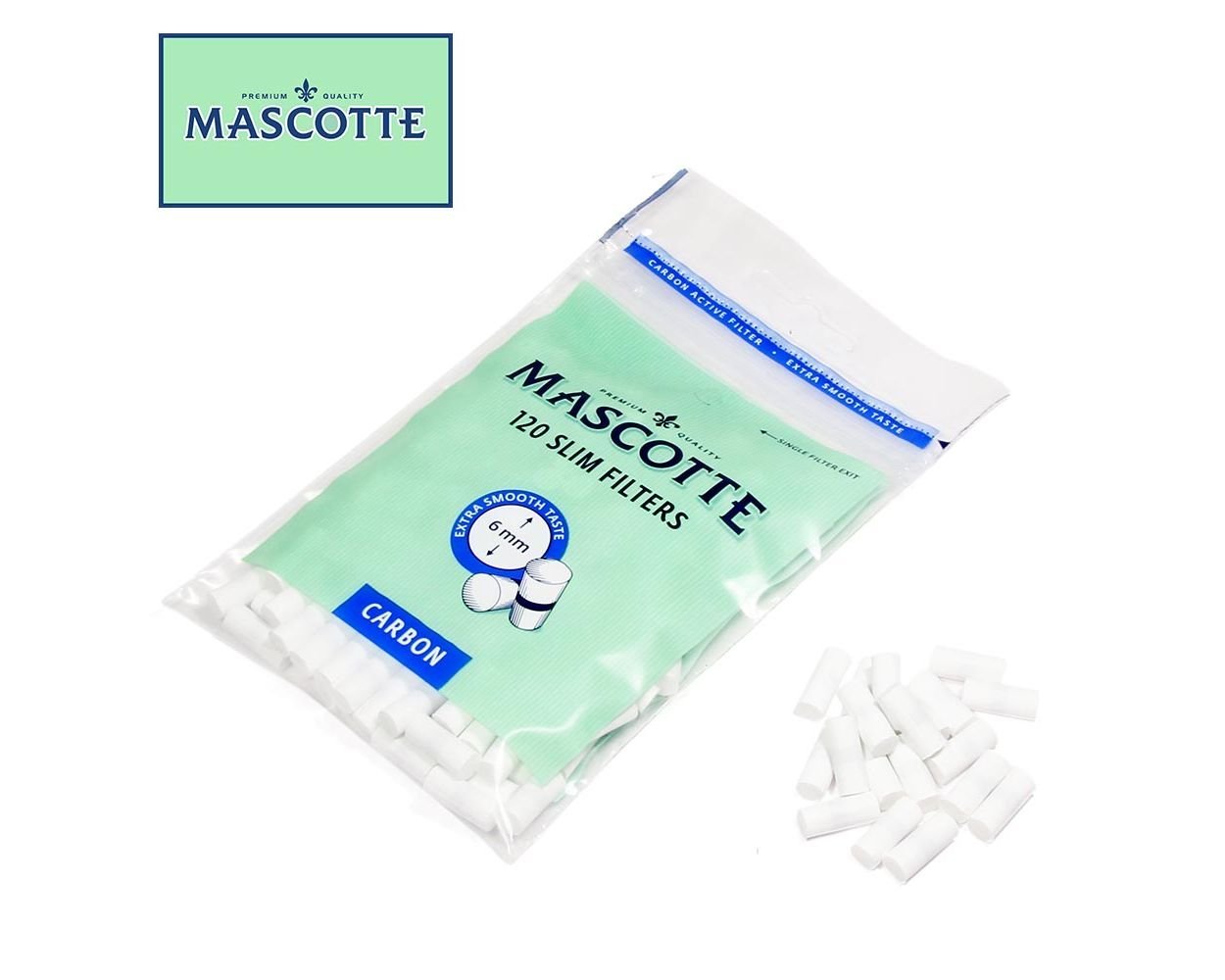 5FS3F04UURH-1.jpg Mascotte Tips | Bag of Carbon Slim Filter Tips | 120 Pack
